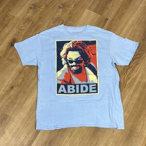 The Big Lebowski Light Blue 'Abide' Graphic Tee Large Ripple Junction